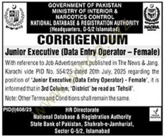 NADRA Islamabad Jobs